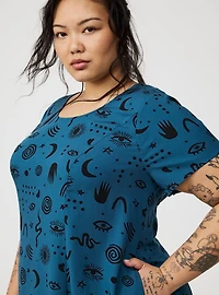 Mini Cap-Sleeve Trapeze Dress