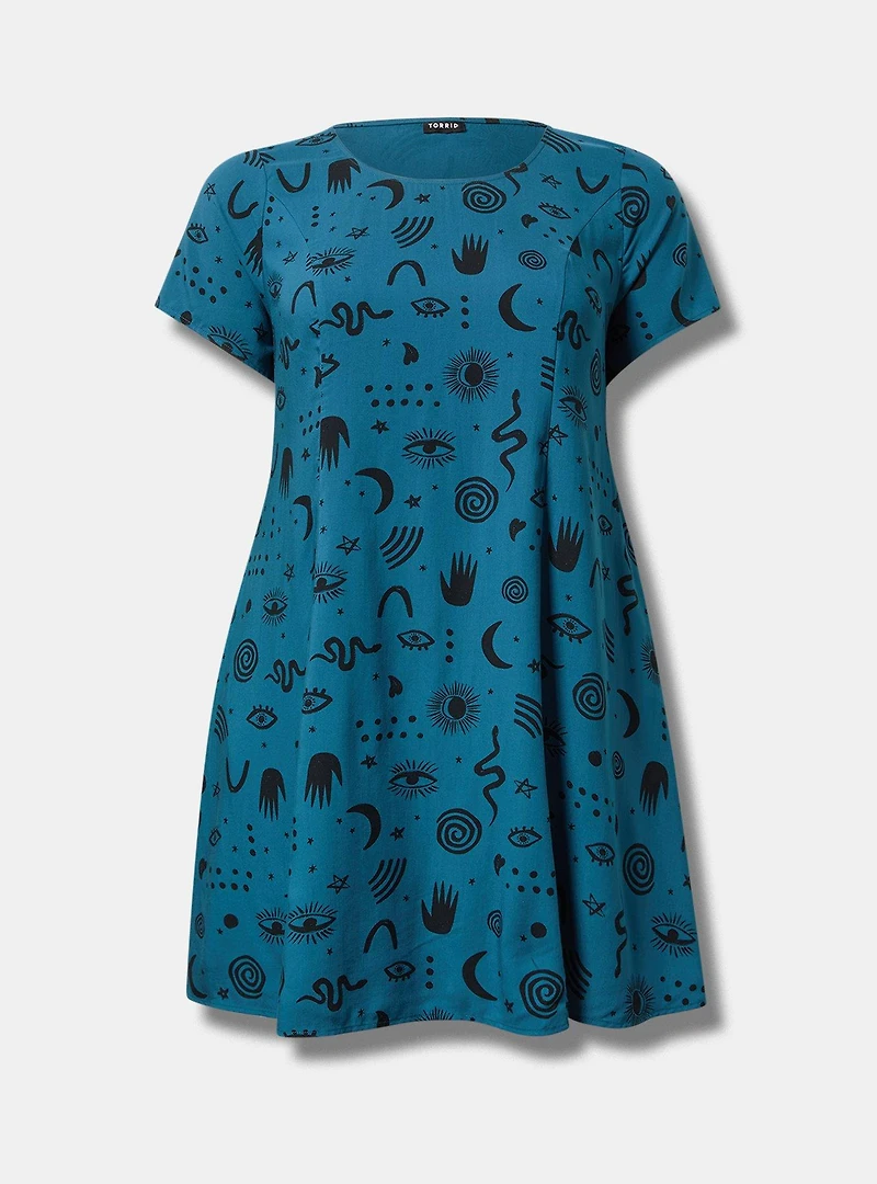 Mini Cap-Sleeve Trapeze Dress