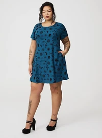 Mini Cap-Sleeve Trapeze Dress