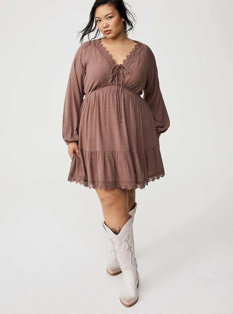 Mini Clipdot Dolman-Sleeve Dress