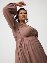 Mini Clipdot Dolman-Sleeve Dress