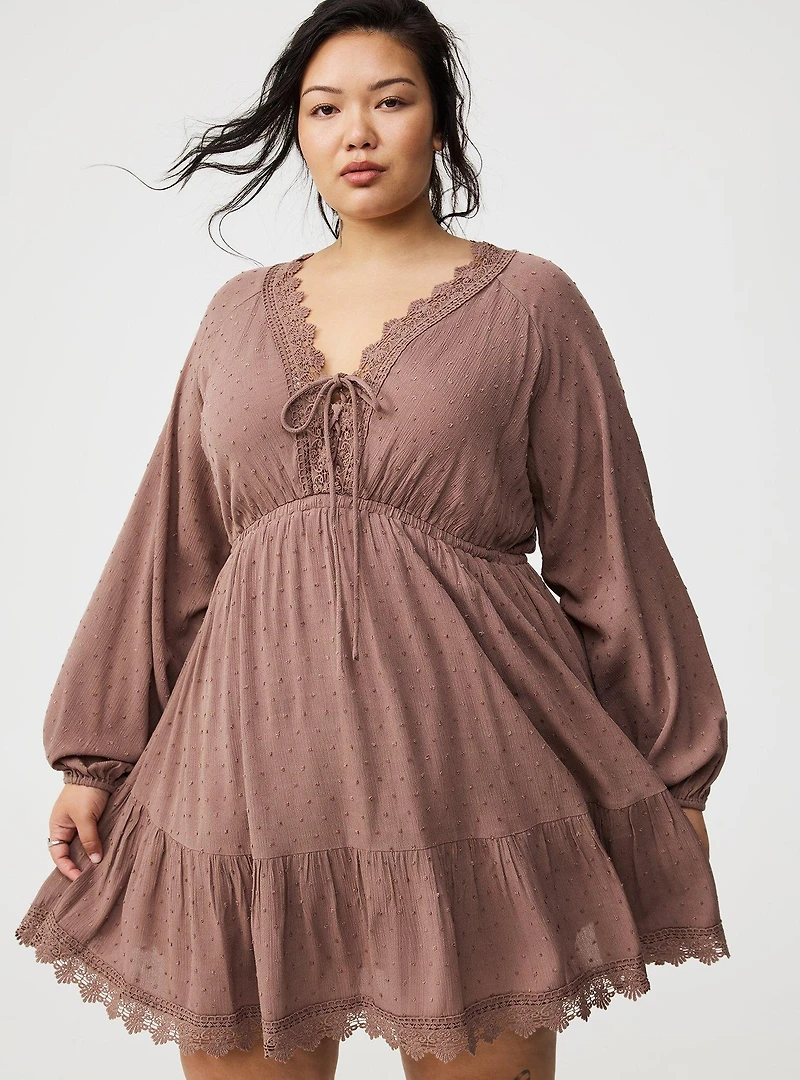 Mini Clipdot Dolman-Sleeve Dress