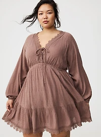 Mini Clipdot Dolman-Sleeve Dress