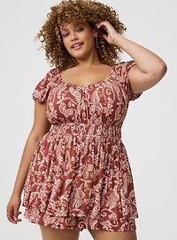 Puff-Sleeve Tiered Romper