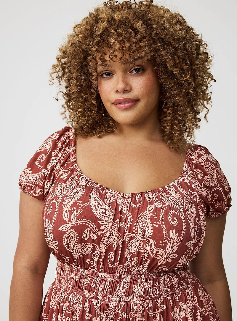 Puff-Sleeve Tiered Romper