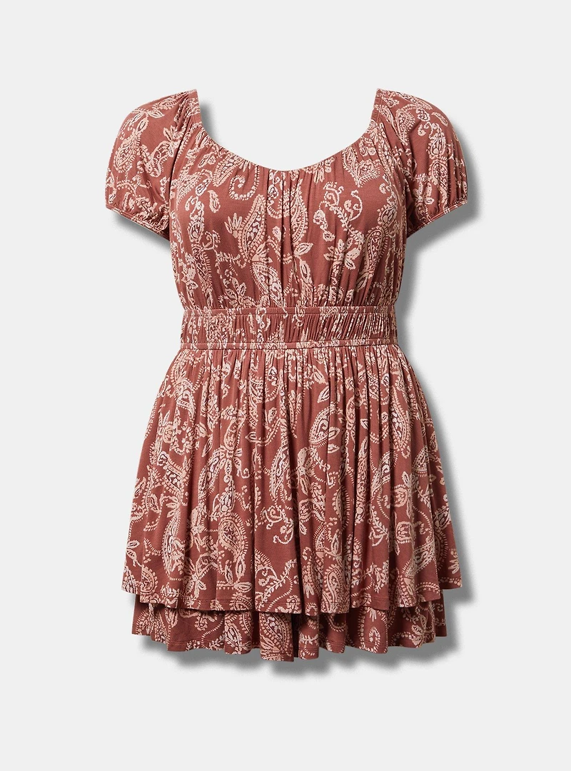 Puff-Sleeve Tiered Romper