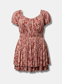 Puff-Sleeve Tiered Romper