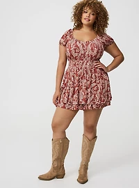 Puff-Sleeve Tiered Romper