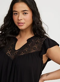 Mini Ruffle-Sleeve Drop-Waist Dress