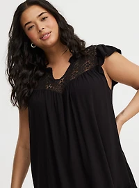 Mini Ruffle-Sleeve Drop-Waist Dress