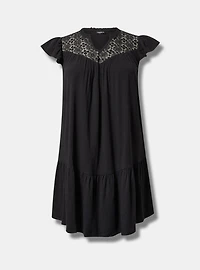 Mini Ruffle-Sleeve Drop-Waist Dress