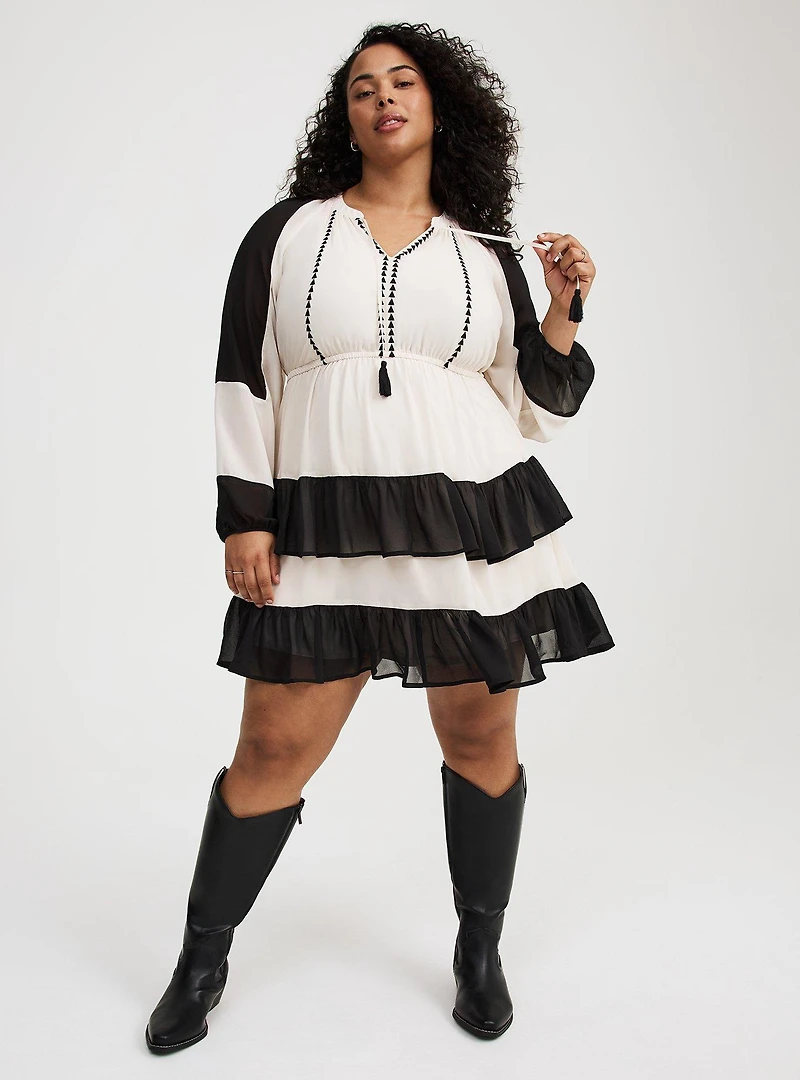 Mini Chiffon Double-Tiered Dress