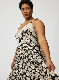 Lace-Trim Drop-Waist Maxi Dress