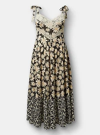 Lace-Trim Drop-Waist Maxi Dress