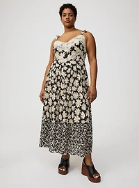 Lace-Trim Drop-Waist Maxi Dress
