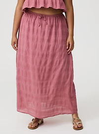 Textured Cotton Peplum Top Skirt Set