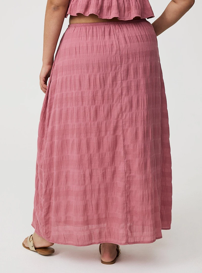 Textured Cotton Peplum Top Skirt Set