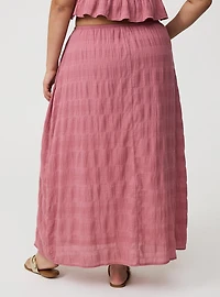 Textured Cotton Peplum Top Skirt Set