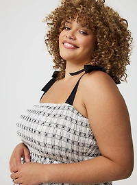 Tea-Length Smocked Bodice Dress