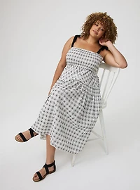 Tea-Length Smocked Bodice Dress