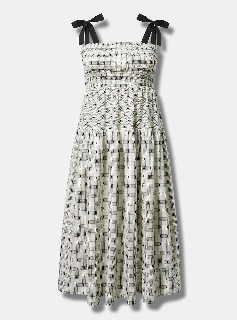Tea-Length Smocked Bodice Dress