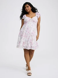 Mini Stretch Lace Godet Dress