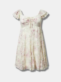 Mini Stretch Lace Godet Dress