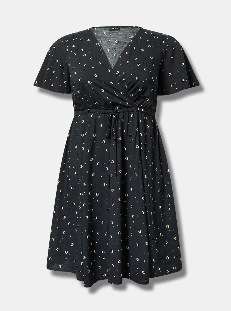 Mini Flutter-Sleeve Surplice Dress