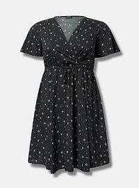 Mini Flutter-Sleeve Surplice Dress