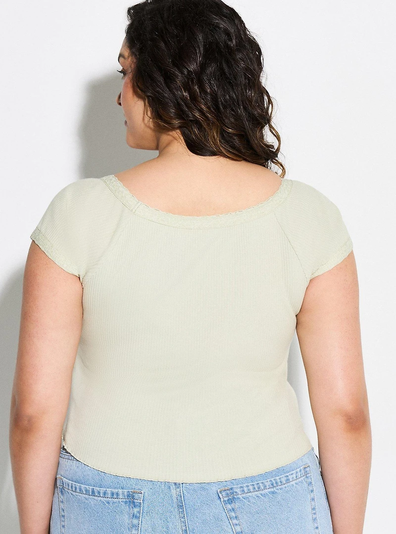 LoveSick Lace Trim Rib Tee