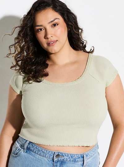 LoveSick Lace Trim Rib Tee