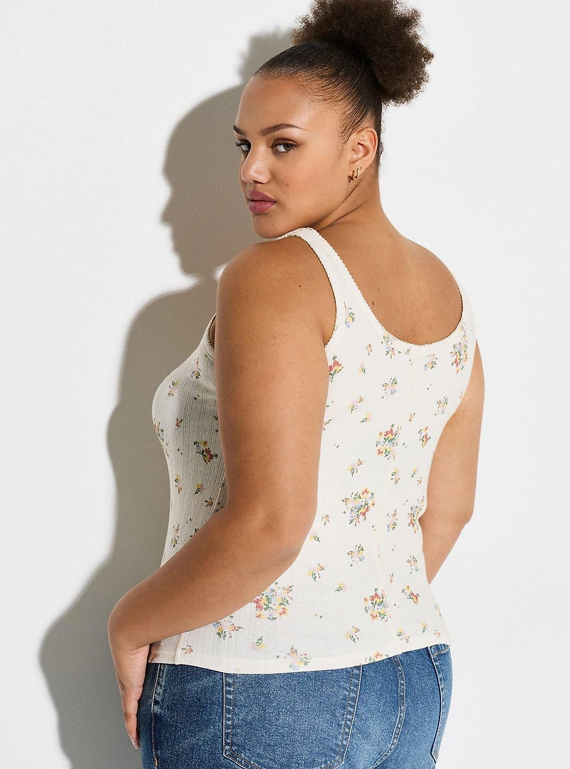 LoveSick Pointelle Button Tank