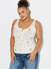 LoveSick Pointelle Button Tank