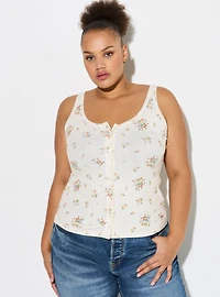LoveSick Pointelle Button Tank