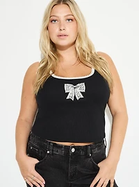LoveSick Lace-Trim Cropped Tank