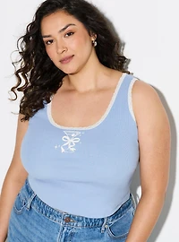 LoveSick Lace Trim Crop Tank