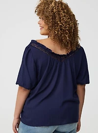 Crosshatch Dobby Lace-Trim Top