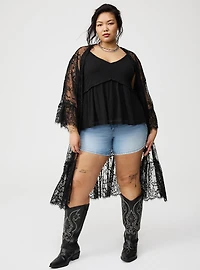 Lace Scallop-Trim Kimono