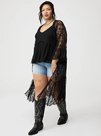 Lace Scallop-Trim Kimono