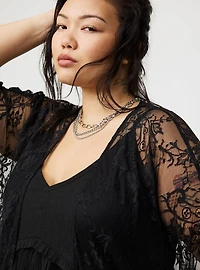 Lace Scallop-Trim Kimono