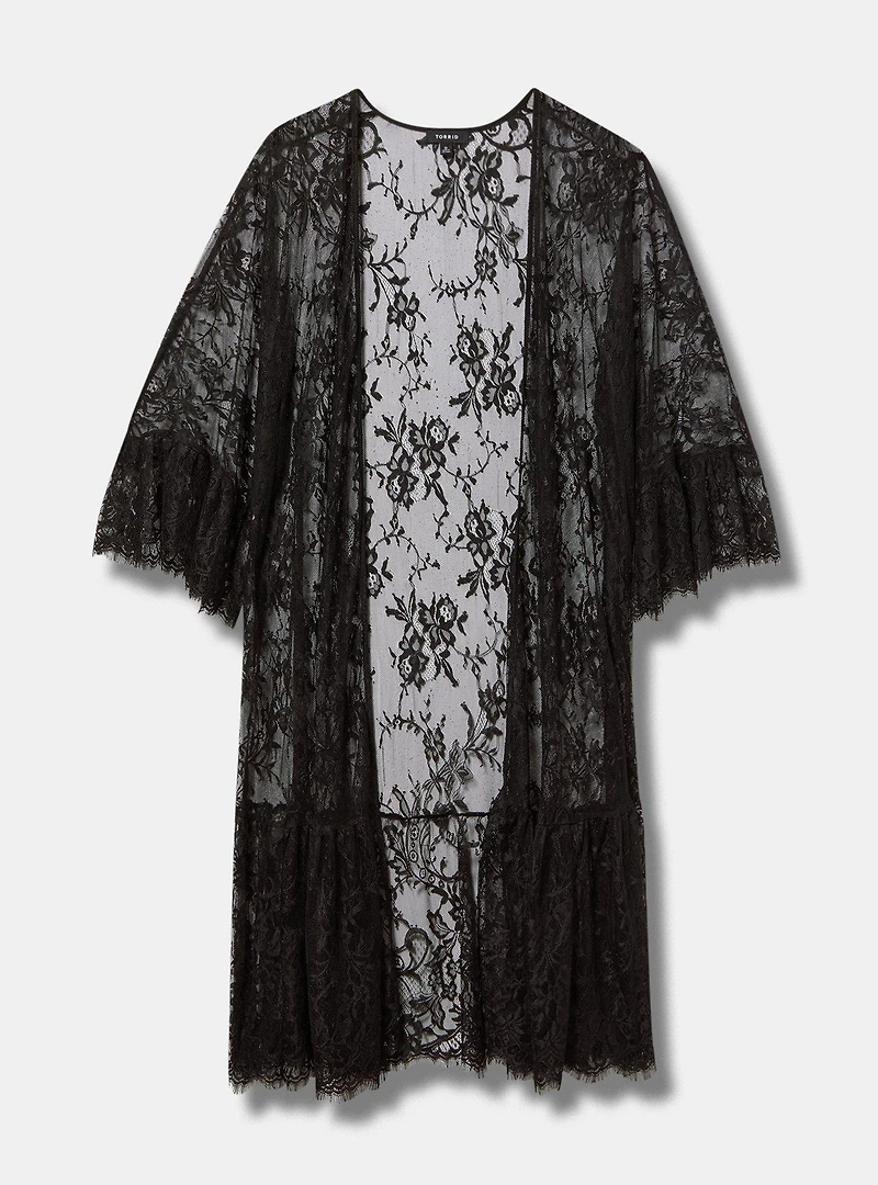Lace Scallop-Trim Kimono