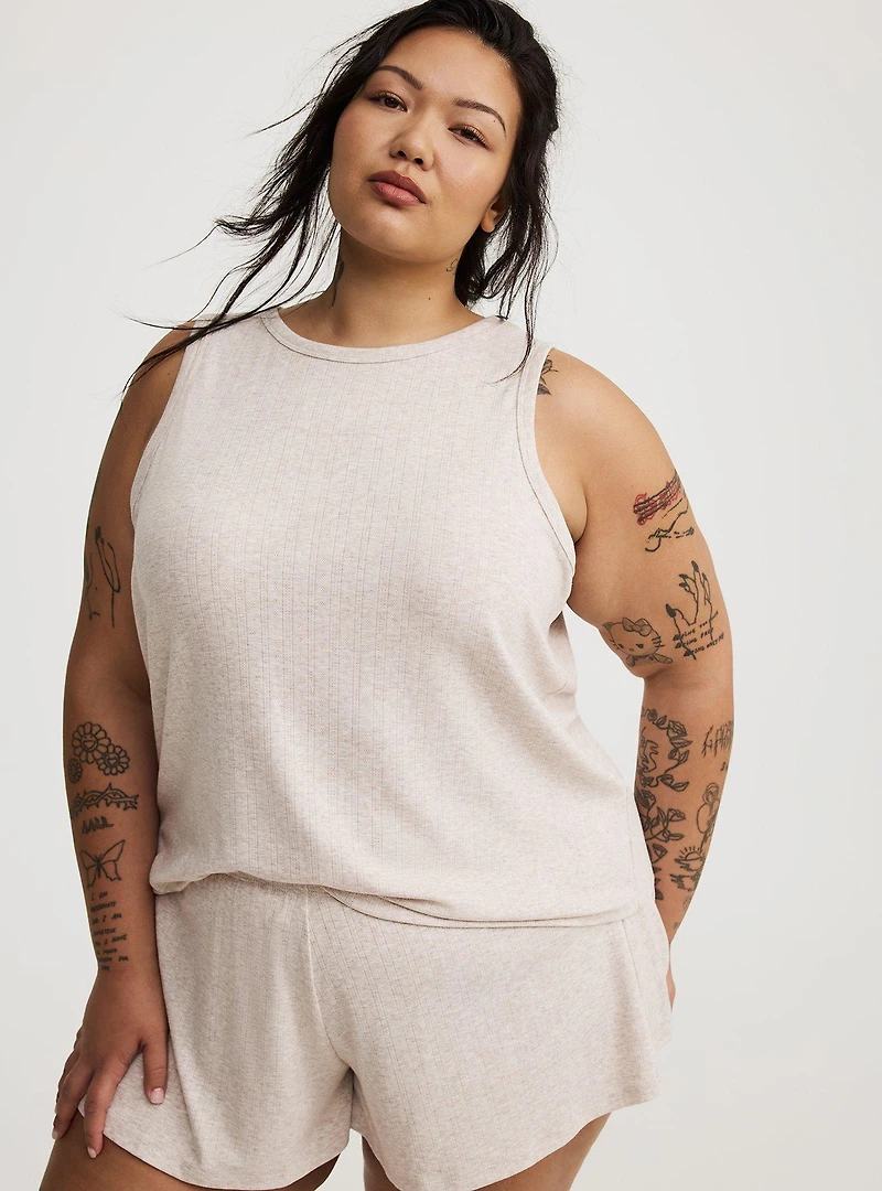 Pointelle High-Neck Sleep Tank
