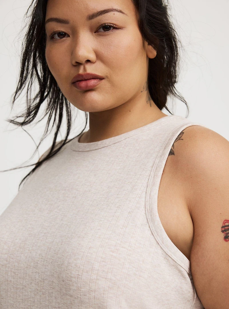 Pointelle High-Neck Sleep Tank