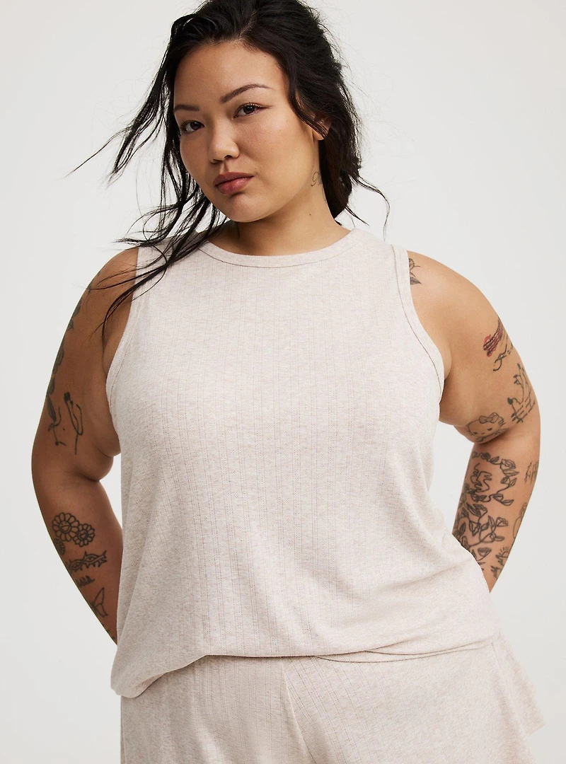 Pointelle High-Neck Sleep Tank