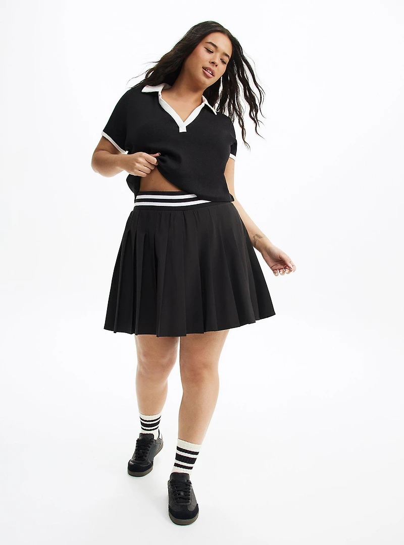 Pleated Active Skirt With Bike Short