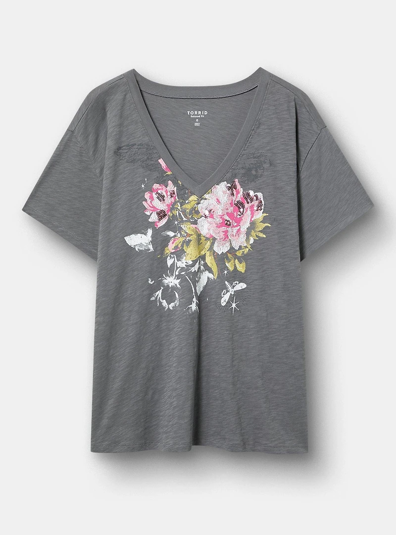 Relaxed Heritage Slub V-Neck Tee