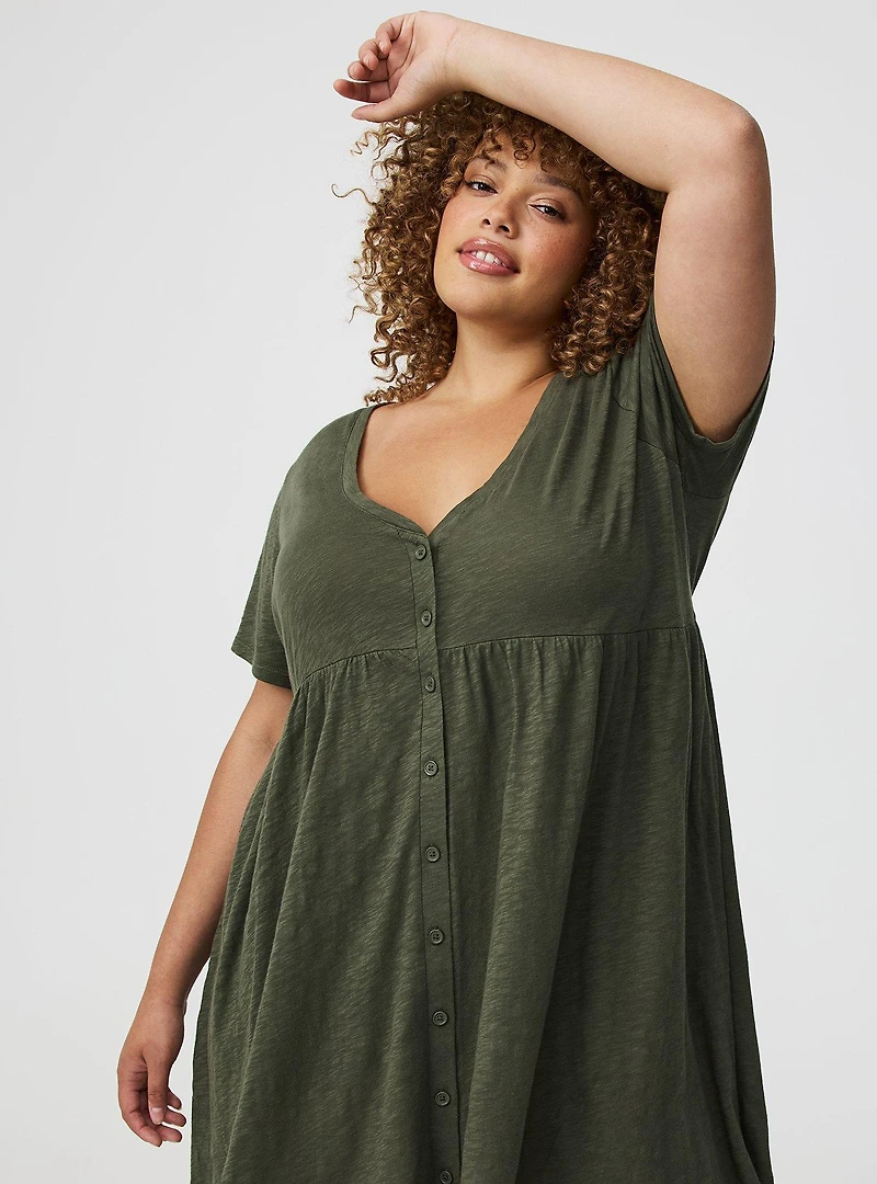 Cotton Button-Down Lounge Dress