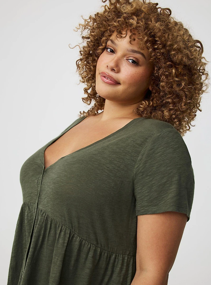Cotton Button-Down Lounge Dress