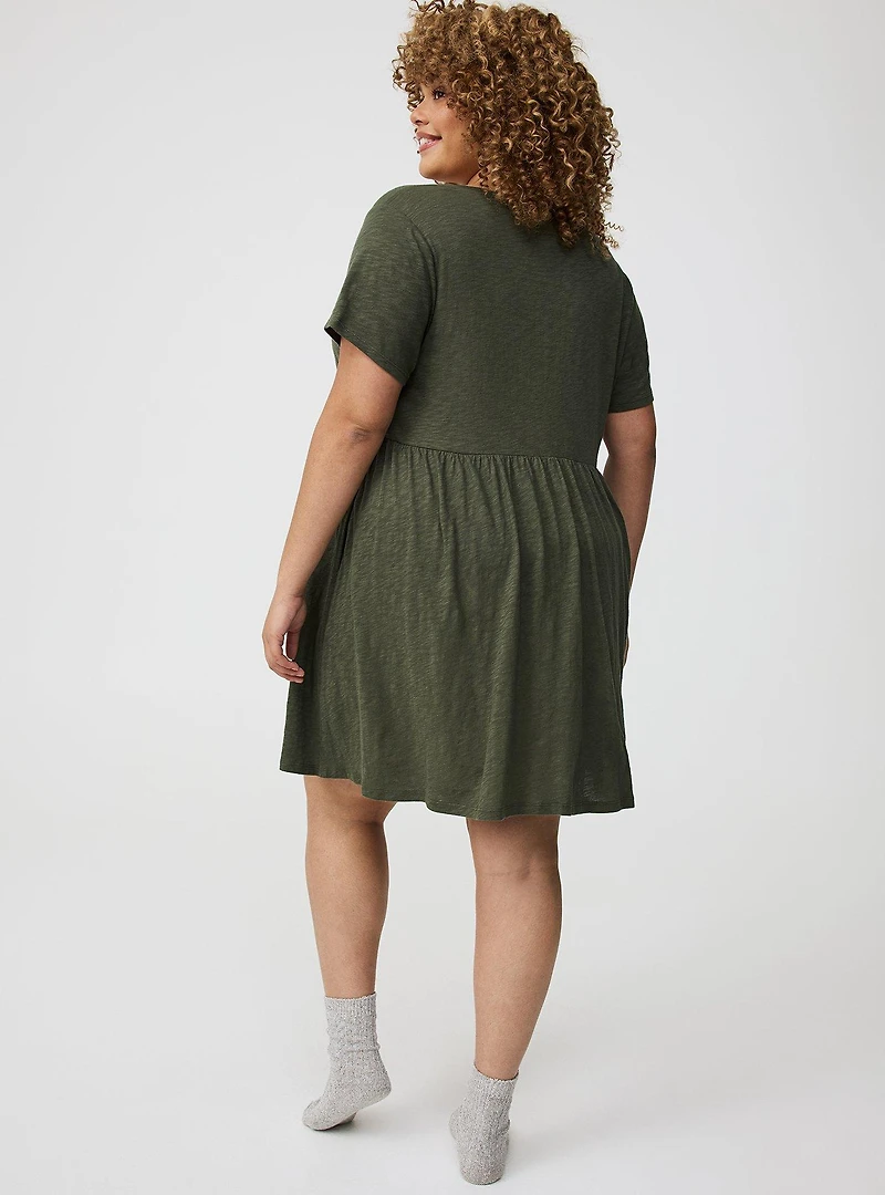Cotton Button-Down Lounge Dress
