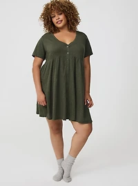 Cotton Button-Down Lounge Dress